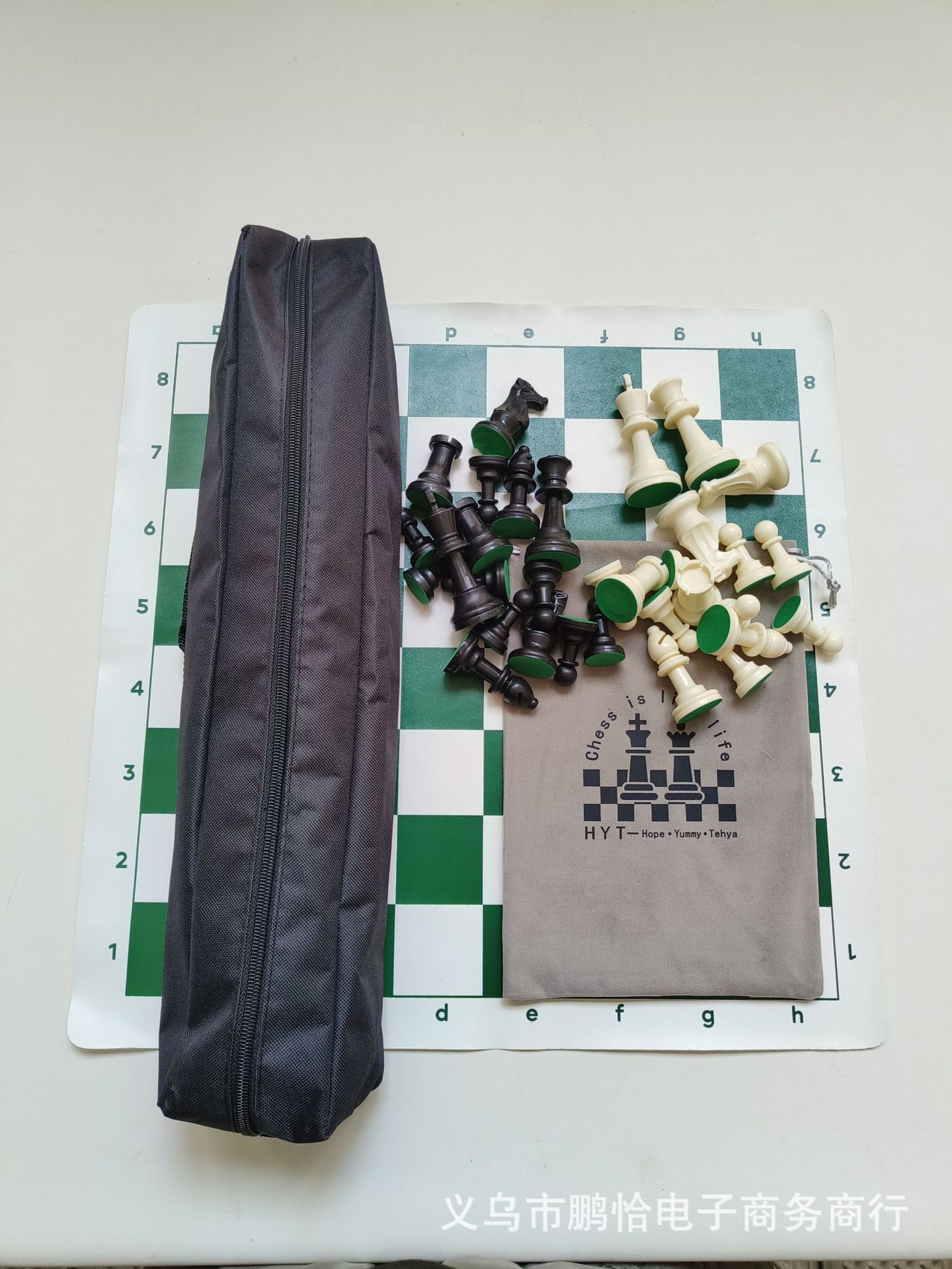 Picture of Portable Backpack Chess Imitation Leather Chess King Height 65mm Plate 43cm Outdoor Portable Set