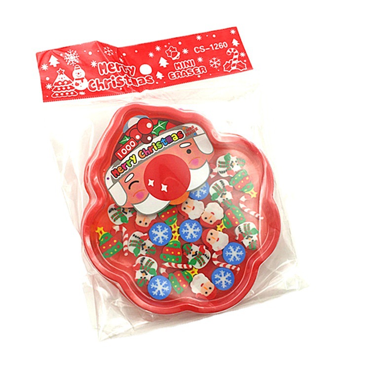 Picture of Creative Christmas small particle eraser cartoon color tray rubber stationery set Holiday Gifts Wholesale