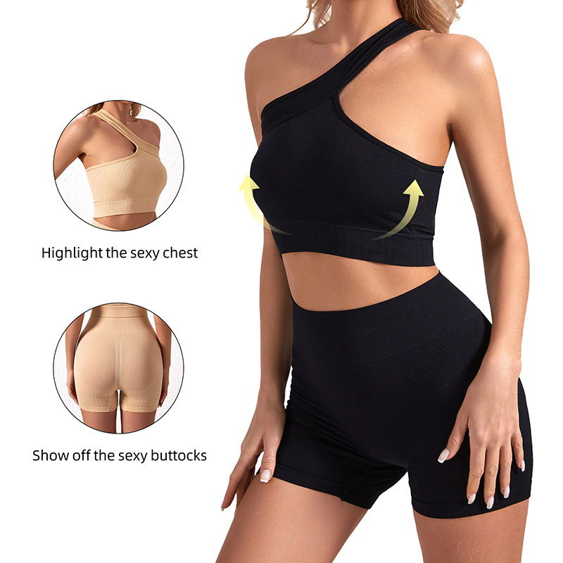 New Sports Vest Women's High Strength Shockproof Underwear Belly-lifting Shorts Split Fitness Yoga suit
