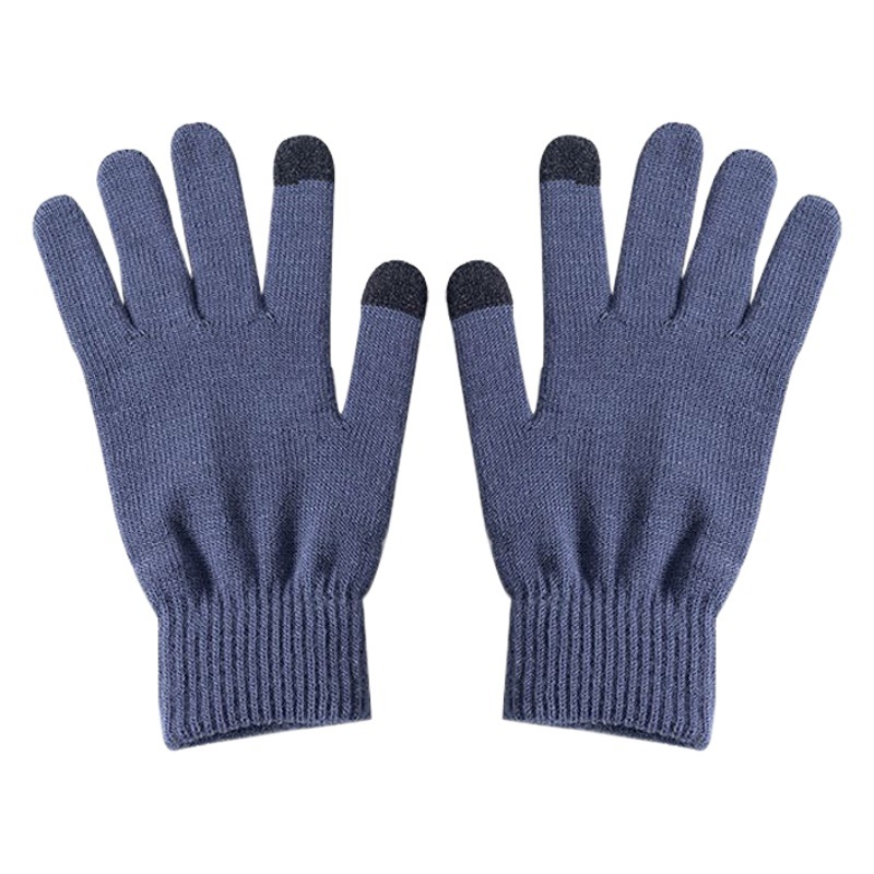 [Cross-border exclusive] autumn and winter men's fleece-lined knitted wool touch screen gloves warm outdoor riding game