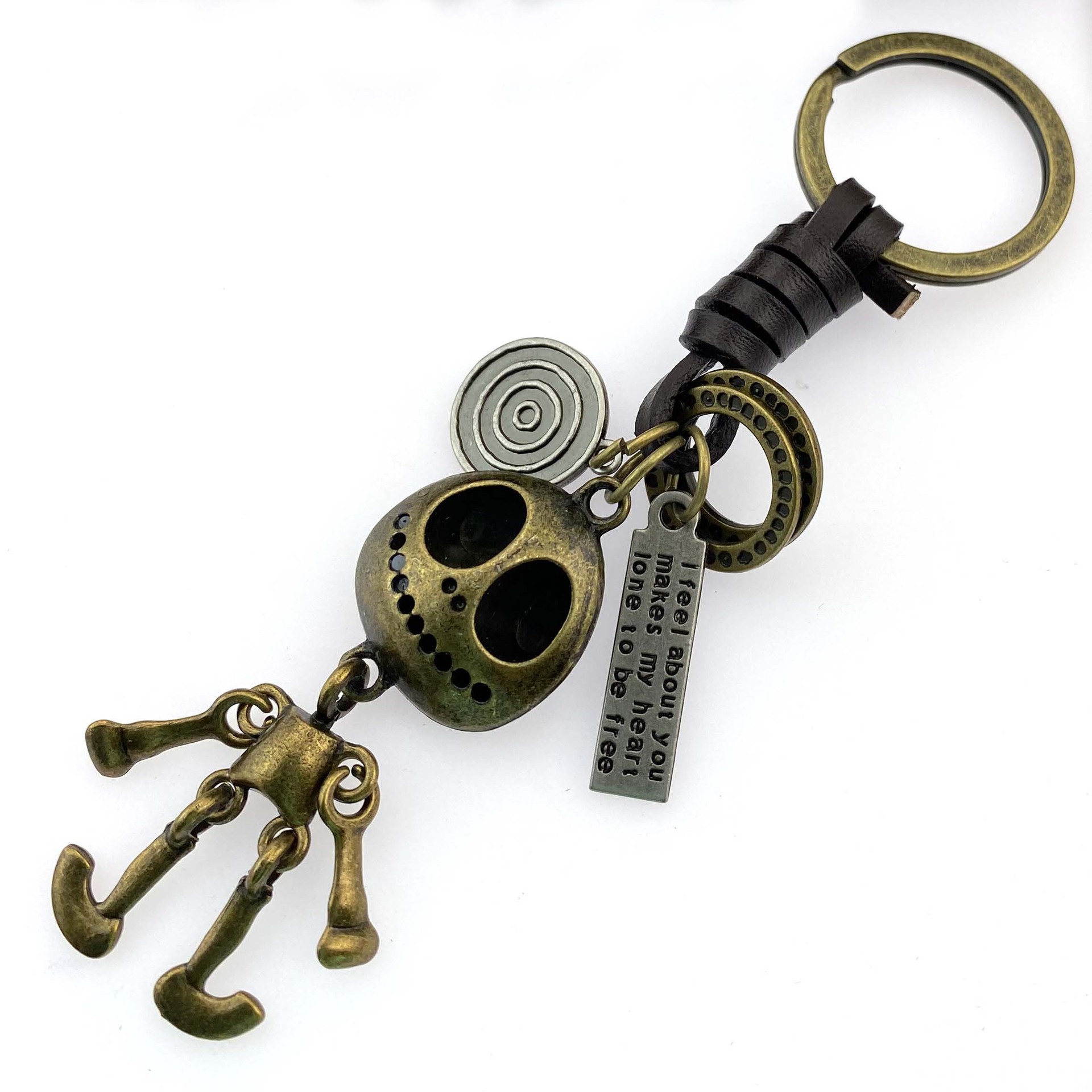 Personalized Dancing Skull Robot Car Keychain Cool Trend Bag Pendant Creative Car Hanging Accessories