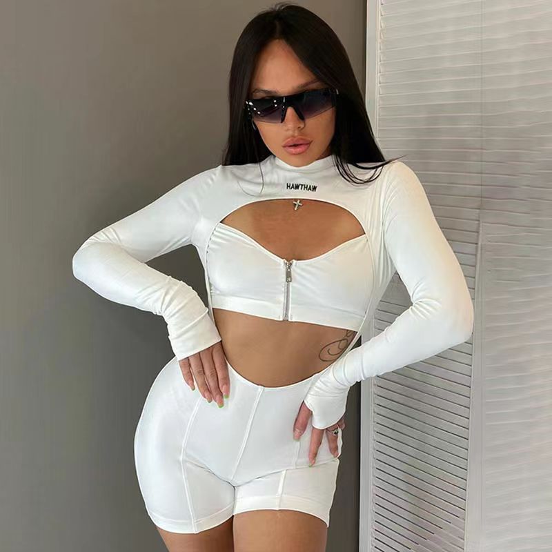 Picture of European and American women's clothing 2024 spring and summer new sexy hollow zipper round neck long sleeve jumpsuit women's cross-border wholesale foreign trade