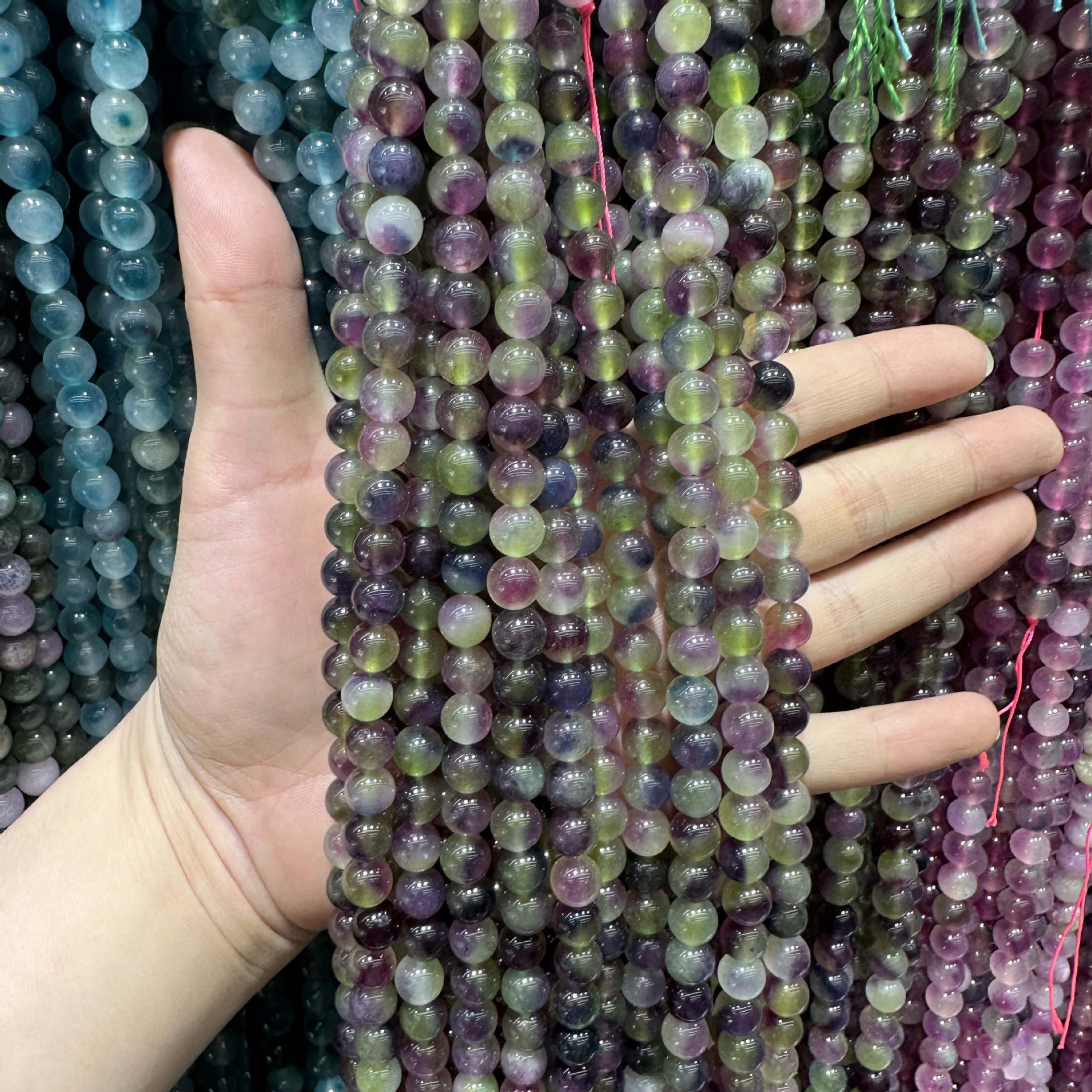 Picture of Live hot grade a chalcedony 8mm two-color round beads beads handmade diy Internet celebrity matching in stock jewelry