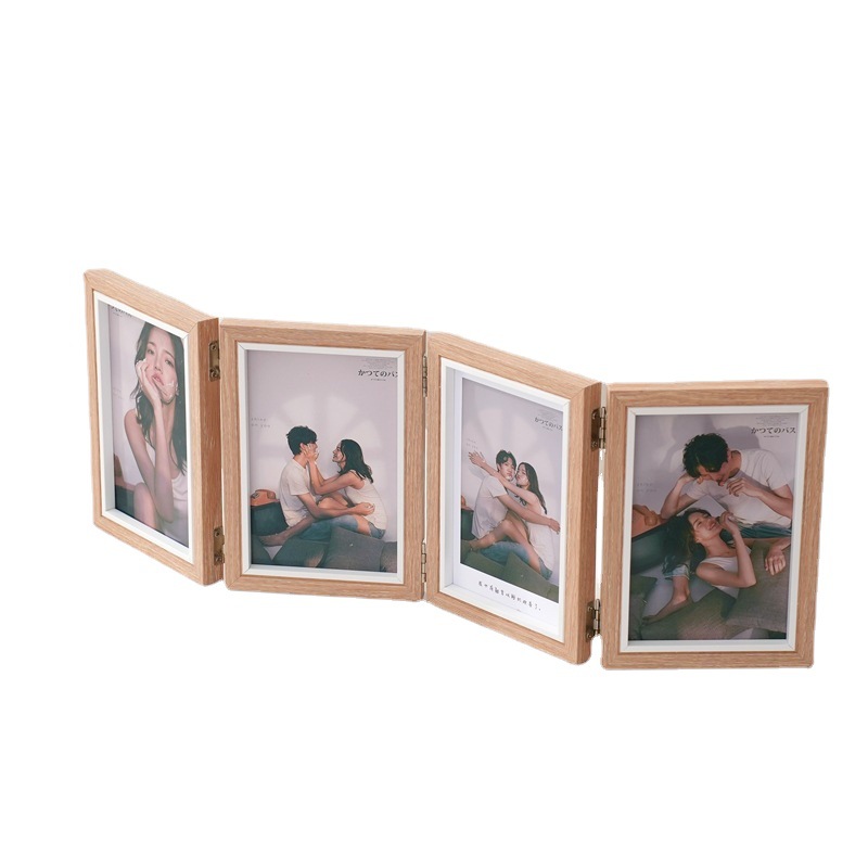 Picture of Creative One-Piece Combination Foldableing Photo Frame Table Two-Part Triple 6-Inch 7inch 8inch Photo Studio Wooden 70% off Photo Frame