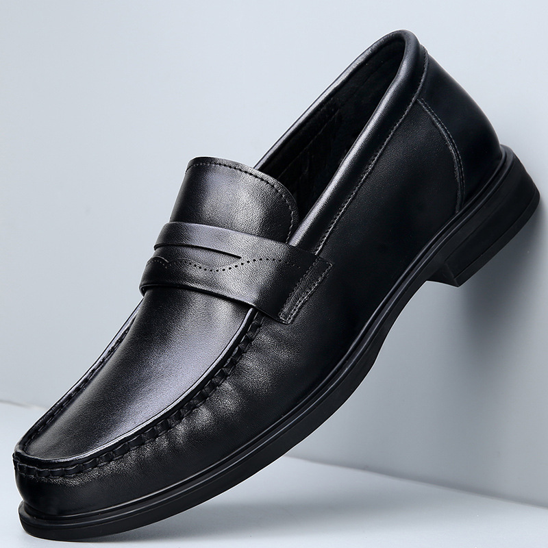 2025 Autumn Trendy Shoes Slip-On Shoes Men's Genuine Leather High-end Korean Business Beanie Shoes Men's Soft Sole Top Layer Cowhide Shoes