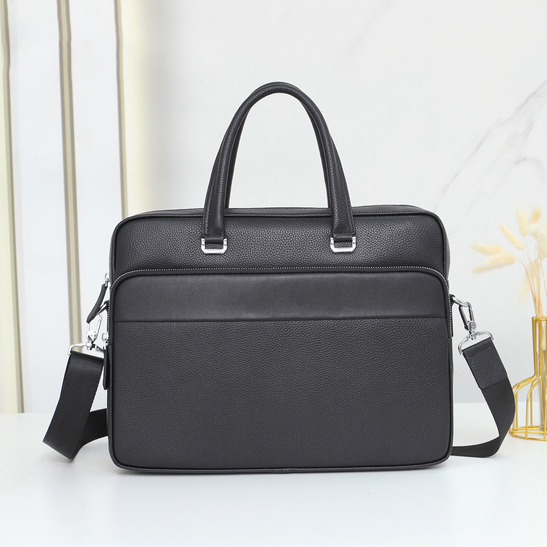 Handbag Men's Business Briefcase Large Capacity Computer Bag Leather Bag Civil Servant Commuter Meeting Business Travel Men's Bag