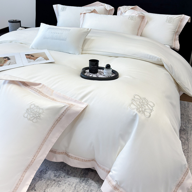 Picture of Class a Classy 240 Count Cotton Satin Four-Piece Set Long-Staple Cotton Pure Cotton Skin-Friendly Naked Sleeping Bed Sheets Quilt Cover Nantong Home Textiles