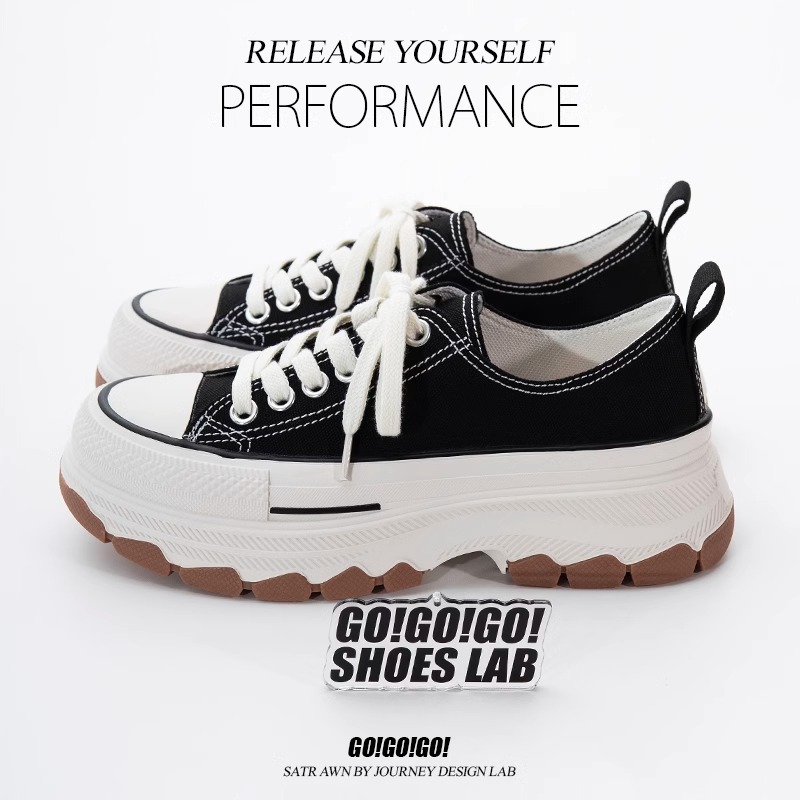 Popular Style Thick Bottom Canvas Shoes Women's 2024 New Casual Shoes Women's Women's Shoes Increased All-match Sports White Shoes