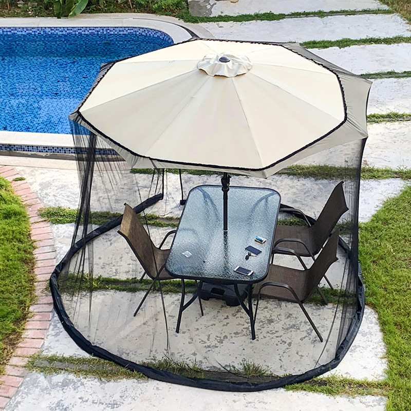 Picture of Outdoor courtyard parasol anti-mosquito net bottom water pipe weighted windproof purse seine anti-mosquito Roman umbrella mosquito net