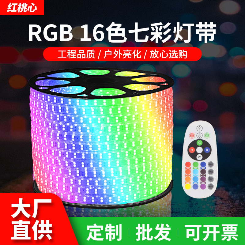 Led Light Strip Rgb Color-Changing Atmosphere Light Strip 5050 Magic Color 220V Outdoor Waterproof Led Flexible Waterproof Project