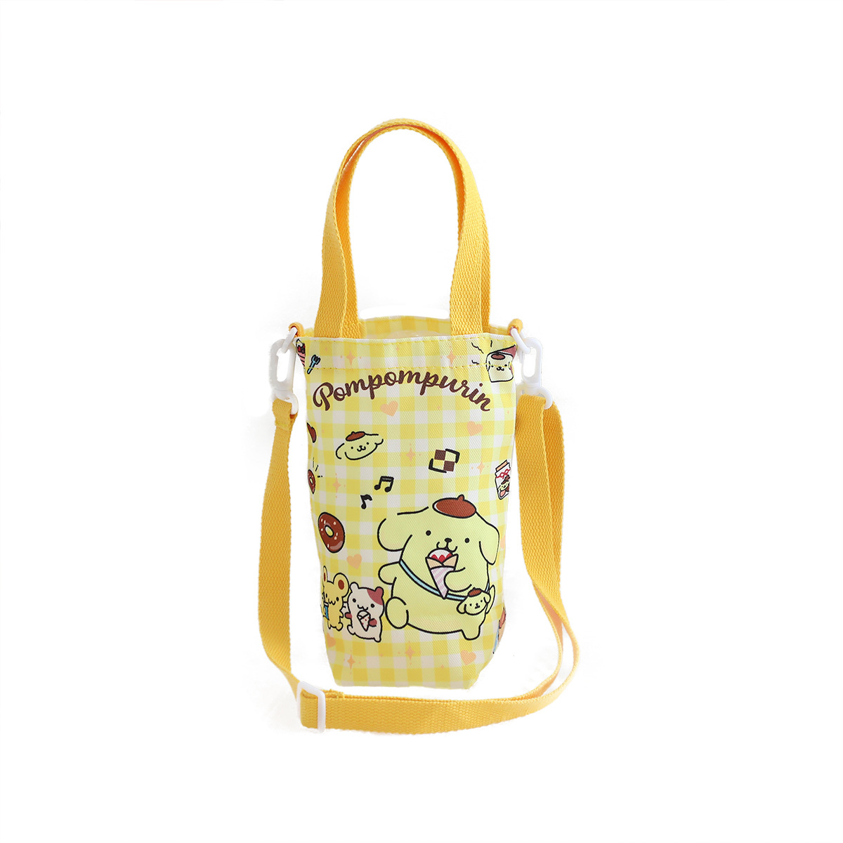 Picture of Japanese Style Cartoon Cute Canvas Water Cup Bag Crossbody Portable Dual-purpose Water Kettle Bag Outgoing Small Cloth Bag Handbag