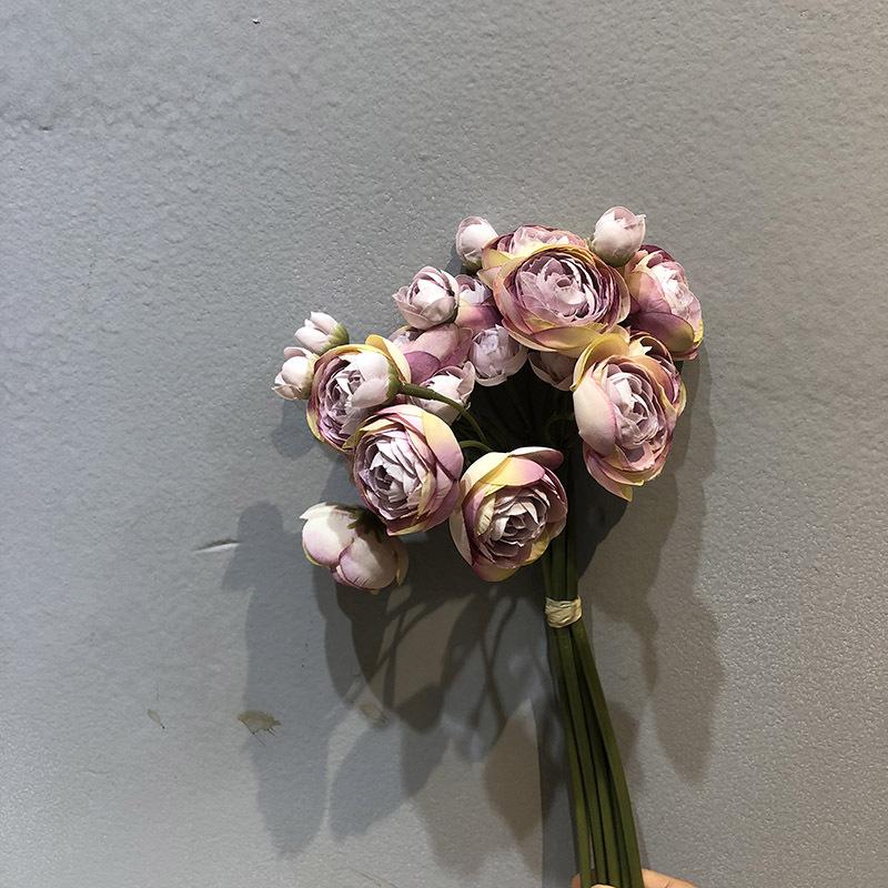 Picture of Simulation Mini Lulian bouquet small tea rose rose decoration bride hand silk flower home decoration flower