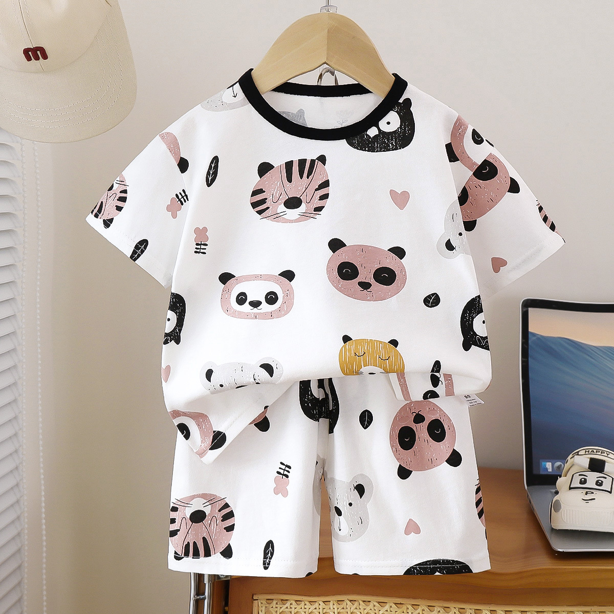 Picture of Children's Short-Sleeved Suit Pure Cotton Summer New Baby Boy Summer T-Shirt Girl Clothing Thin Kidsren's Clothing Carefully Selected