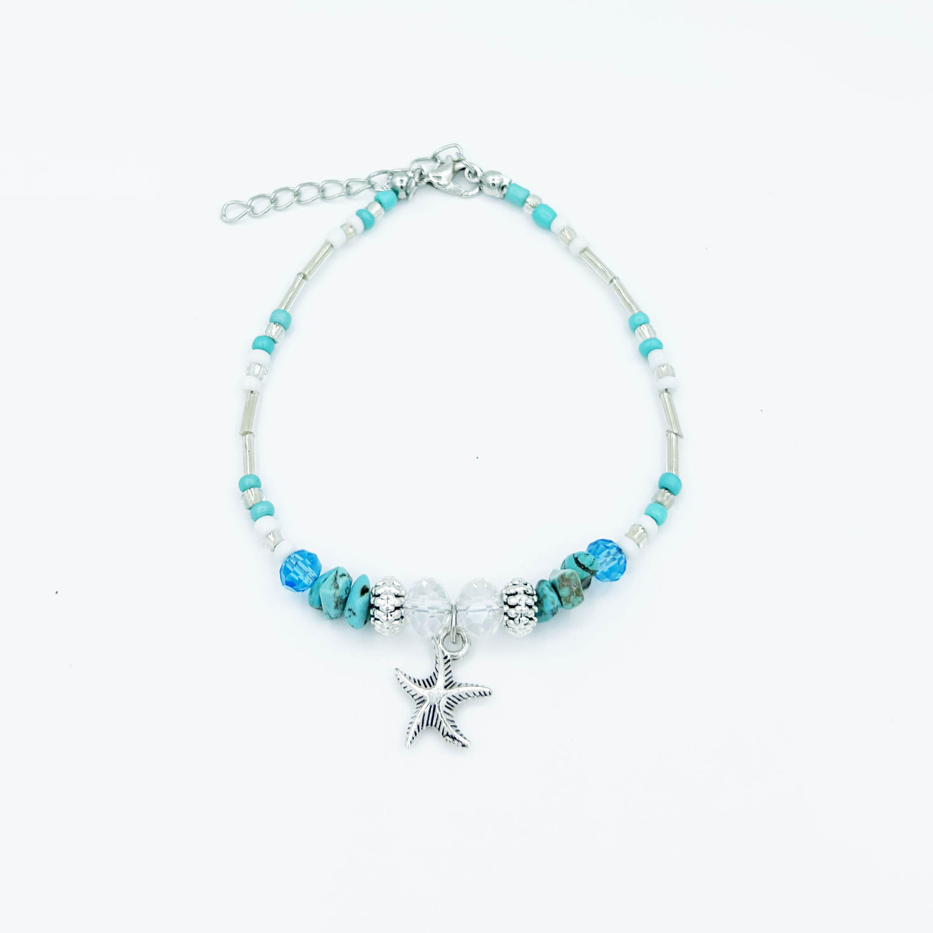 Cross-border Amazon shein turquoise anklet bohemian blue personality shell starfish beach
