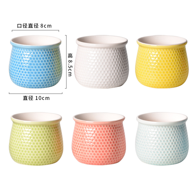 Picture of Factory wholesale ceramic flower pot glaze combination creative home decoration fleshy flower pot simple meat green plant potted plant