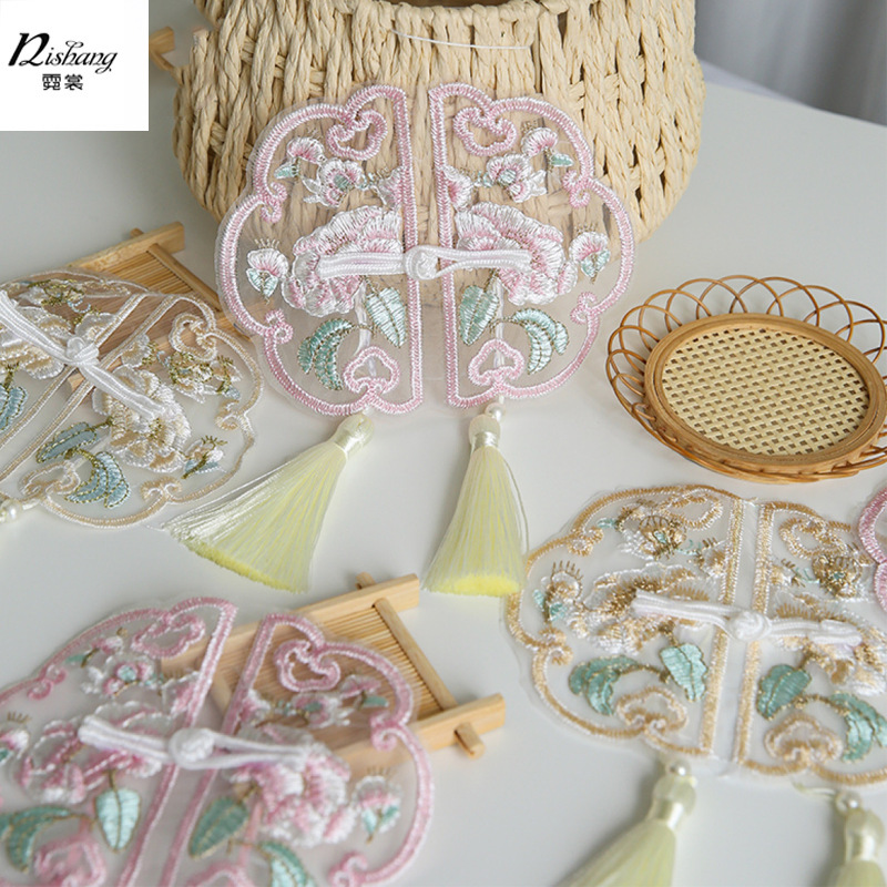 Mother's Day New Chinese Style Fabric Embroidery Patch Chinese Style Bouquet Decoration Tassel Button Handmade DIY Material Kit