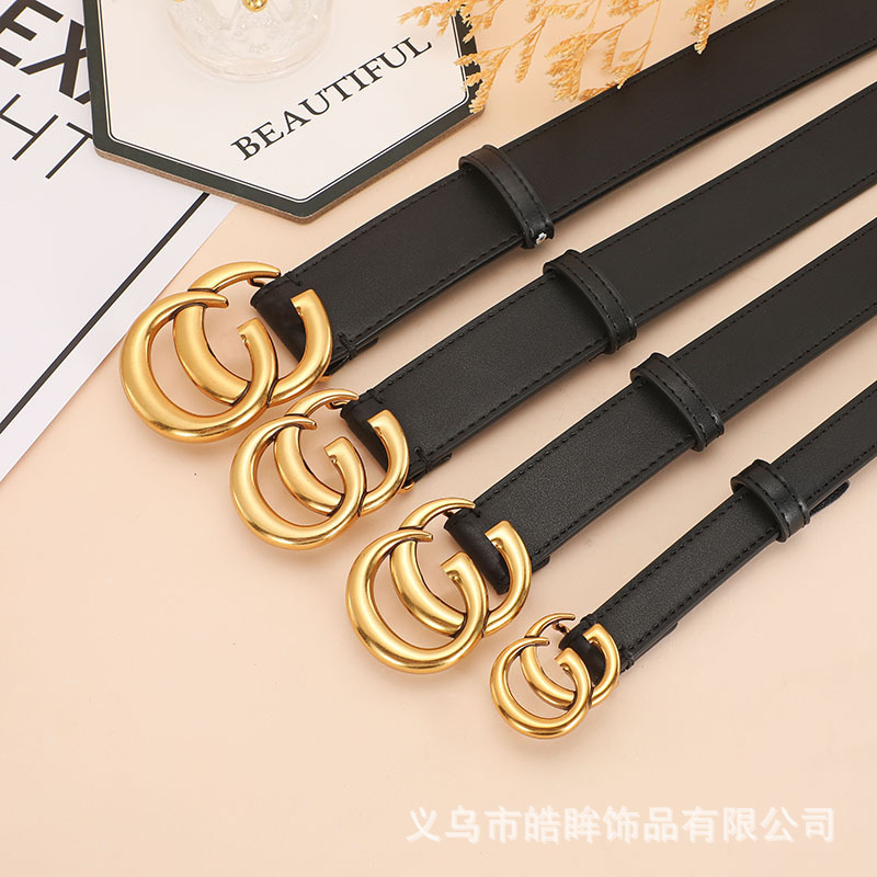Women's Double C Belt Cross-Border Best-Selling Fashion Letter Smooth Buckle Belt New Trendy High-End Casual Pants Belt