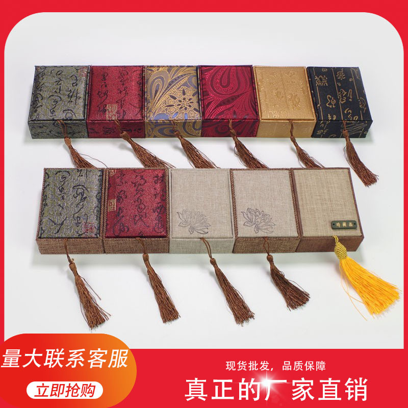 Jewelry box packaging box vintage poetry pendant box linen tassel pendant embroidery storage brocade box gift box