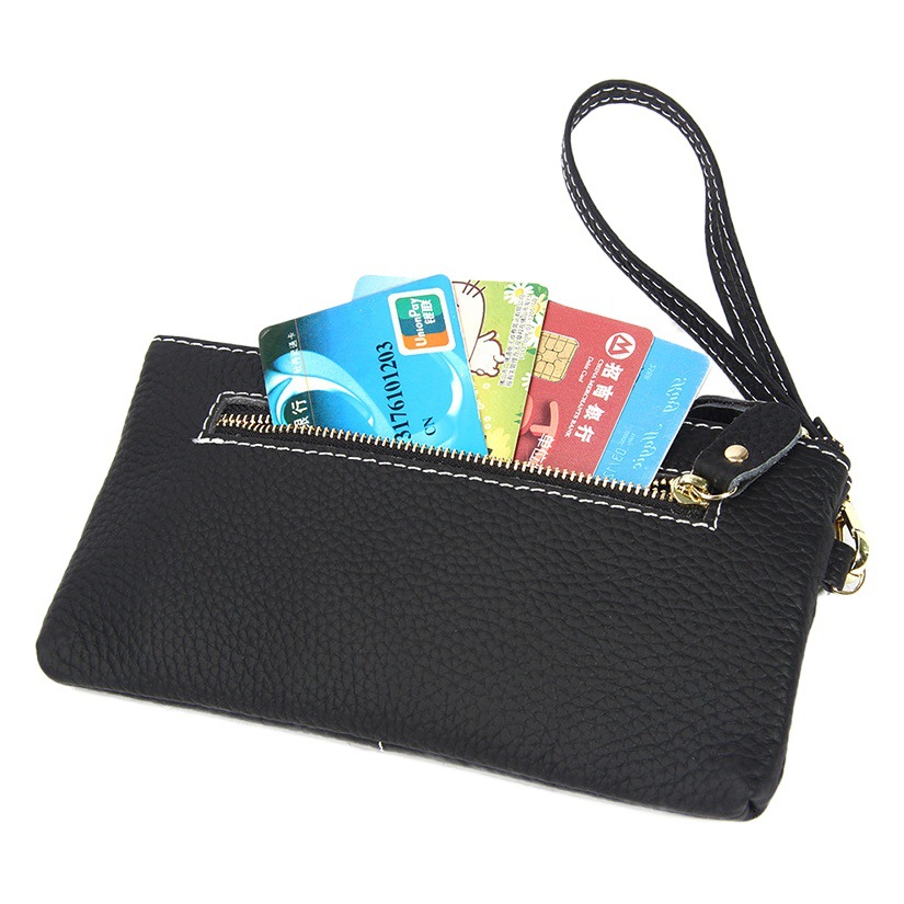 Cross-border New Style Simple Long Women's Wallet Fashionable Genuine Leather Clutch Bag Thin Stitch Zipper Clutch Bag for Women