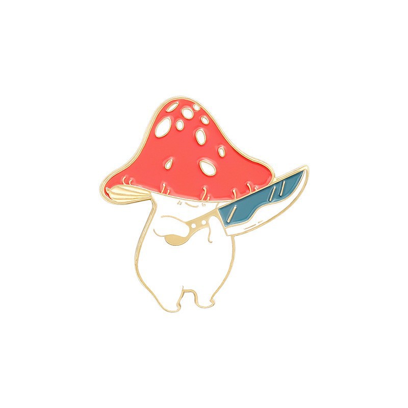 Picture of Cartoon cute 21 mushroom suit mushroom man and frog alloy brooch suit cute anti-light badge