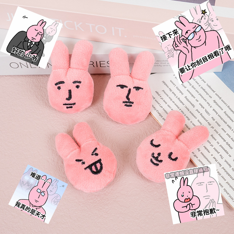 Pink Rabbit Myfriend Plush Doll Pendant Bag Clothes Pendant Brooch Keychain DIY Gift