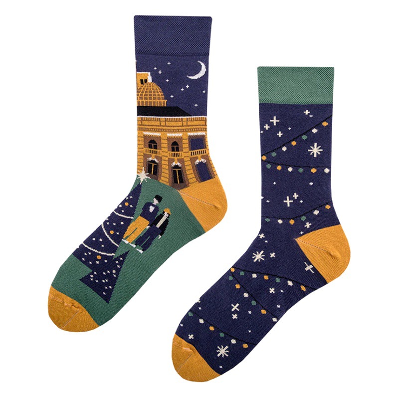 Cross-border new ins cartoon fun jacquard fashion socks men and women AB Mandarin duck socks couple mid-calf socks Street cotton socks