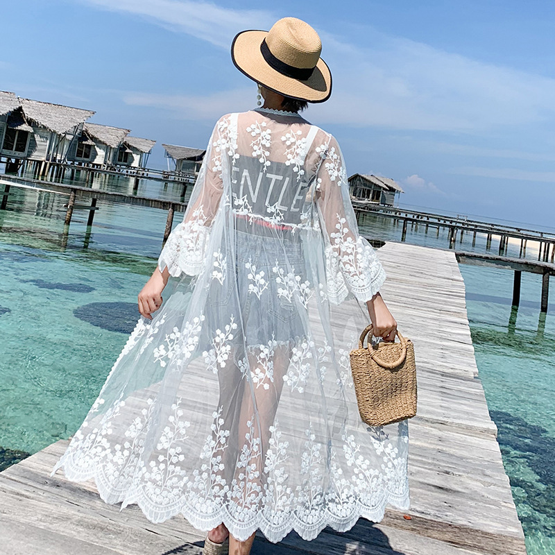 Summer All-match Shawl Thin Coat Vacation Seaside Beach Sunscreen Coat Fairy Women's Outer Lace Cardigan