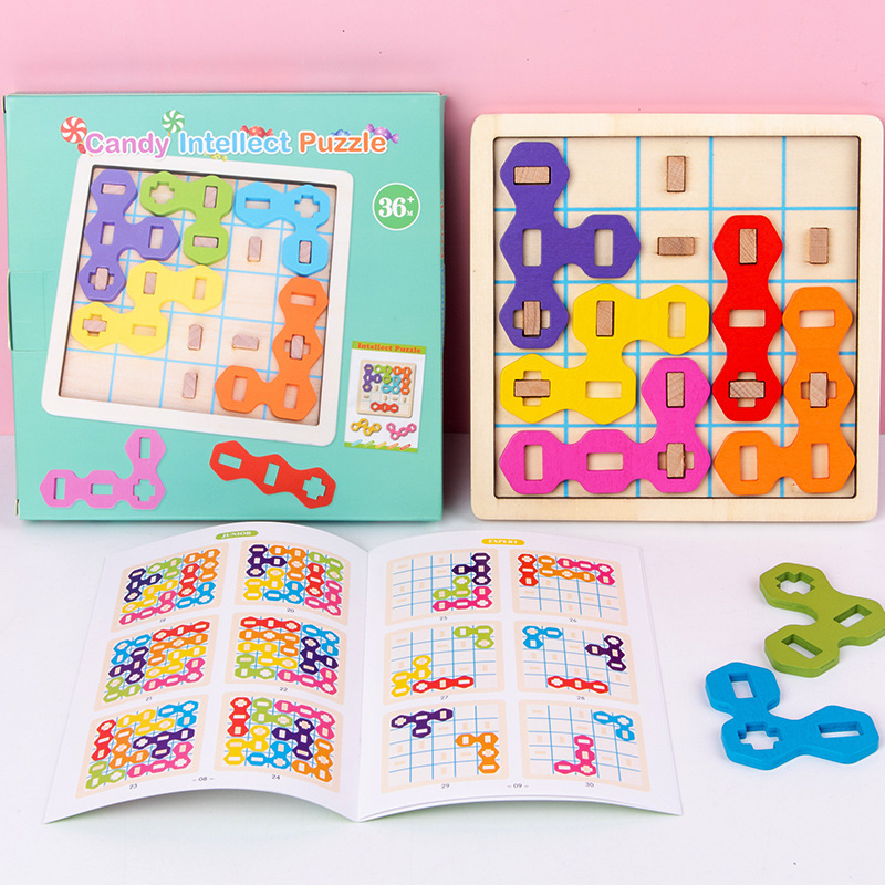 Candy Puzzle Puzzle Children's Puzzle Early Education Parent-Child Interactive Thinking Logic Training Board Games Wooden Baby Toys