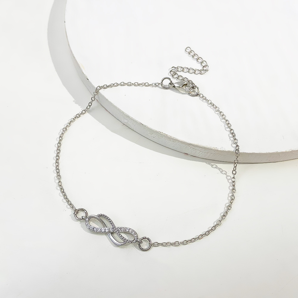 Picture of European and American Cross-border Retro Infinite 8-character Symbol Ring Buckle Korean Exquisite Anklet Distinctive Diamond-encrusted Beach Anklet for Women