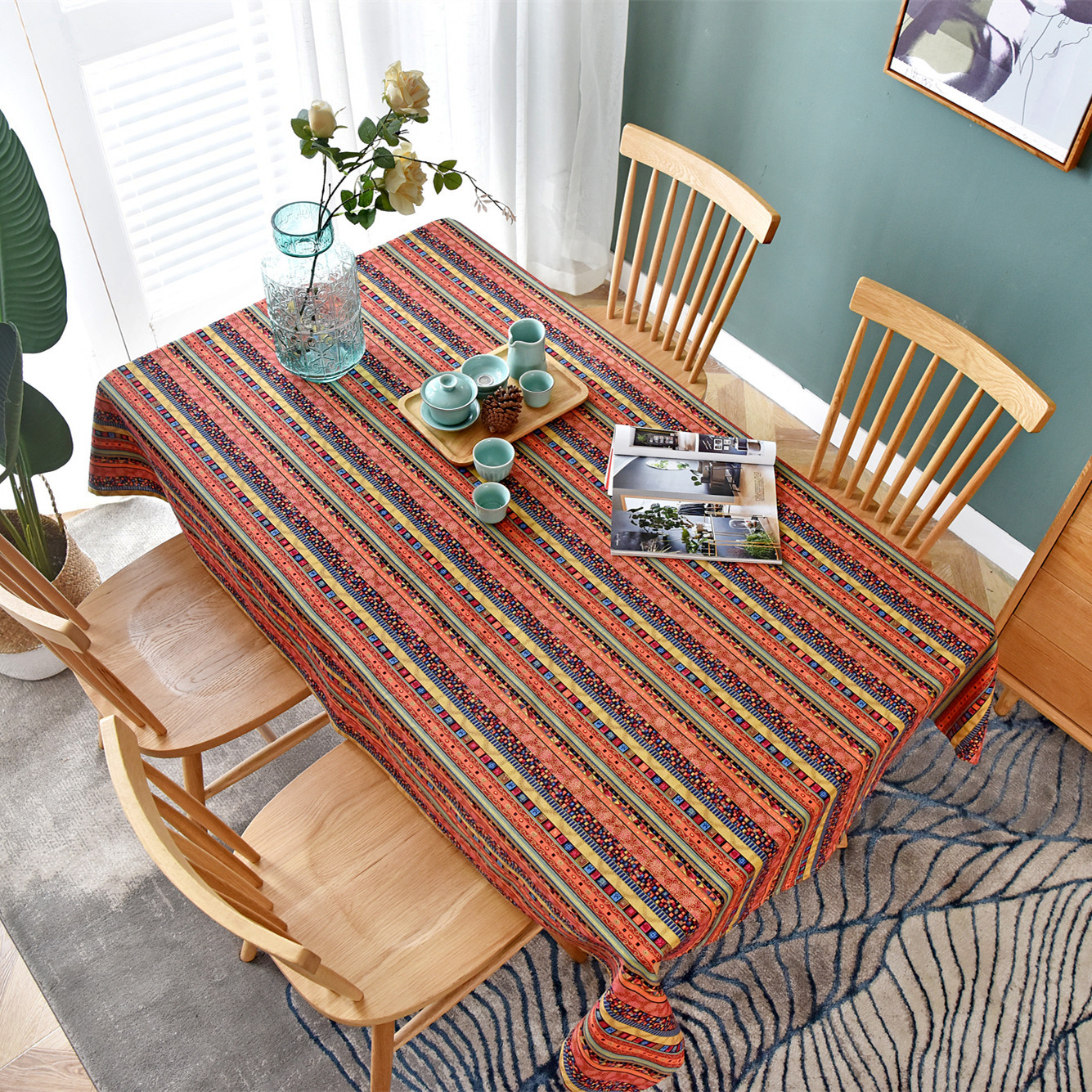 Picture of Hemp cotton digital printed fabric Yunnan Lijiang printed cotton linen fabric ethnic style retro Bohemian fabric