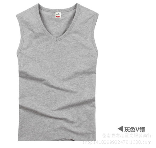 Picture of New men's wide shoulder cotton vest sleeveless breathable fitness sports stretch waistcoat men's breathable jacket wholesale