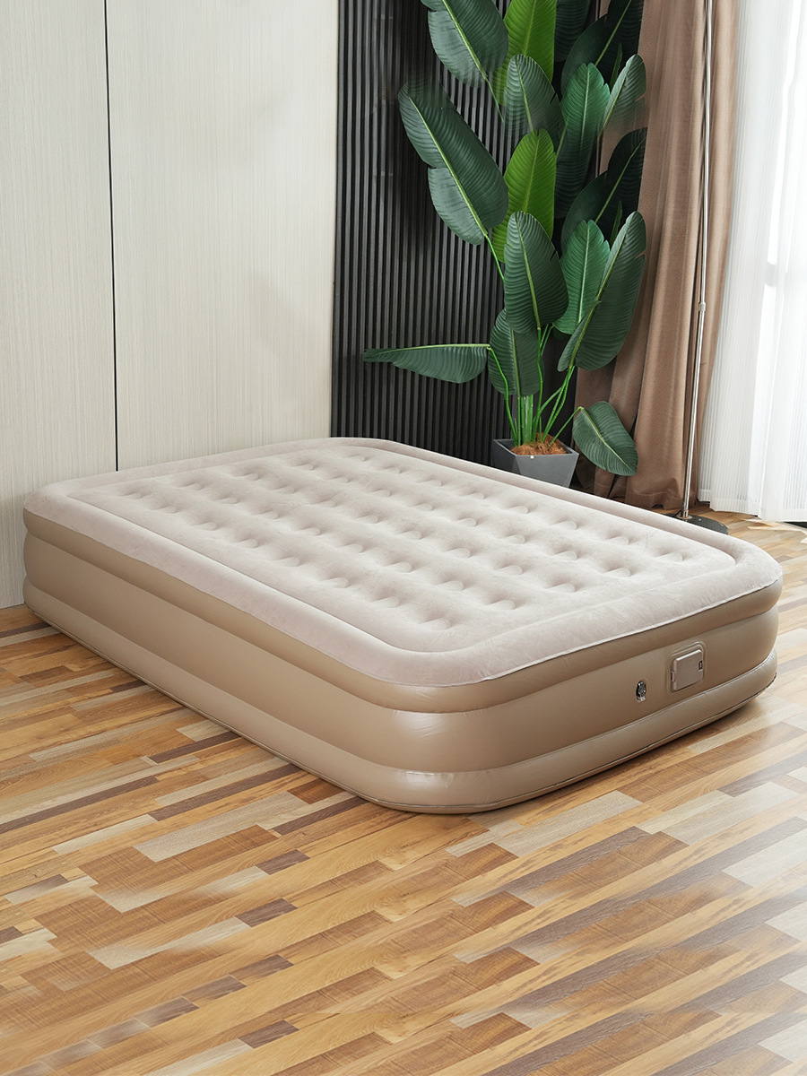 Picture of Automatic Inflatable Bed Heighter Thickened Flocking Inflatable Mattress Outdoor Camping Double Air Bed Household Built-in Pump