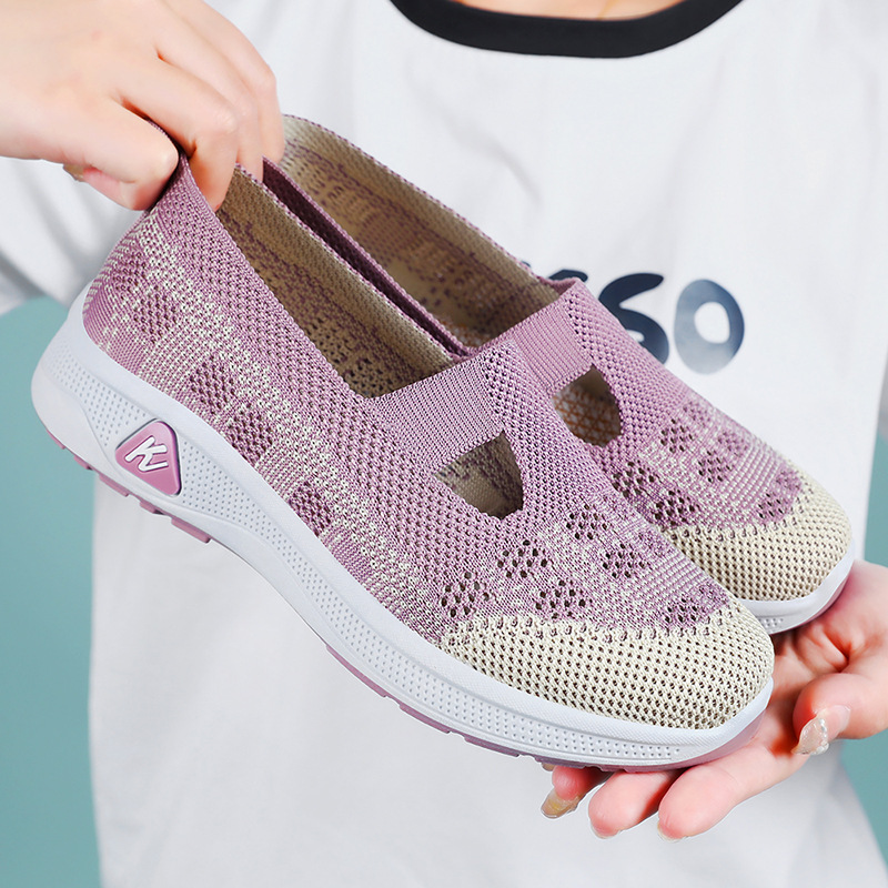 Women's Shoes Wholesale Casual Shoes Autumn Breathable Comfortable Women's Shoes Soft Sole Shallow Slip-On Shoes Mom Shoes