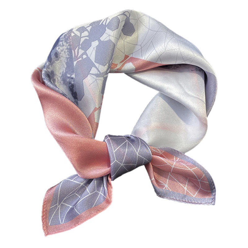 Mulberry Silk Scarf Spring and Summer Thin Small Scarf Silk Plain Crepe Satin Silk Small Square Scarf Women's Fashion Printed Square Scarf
