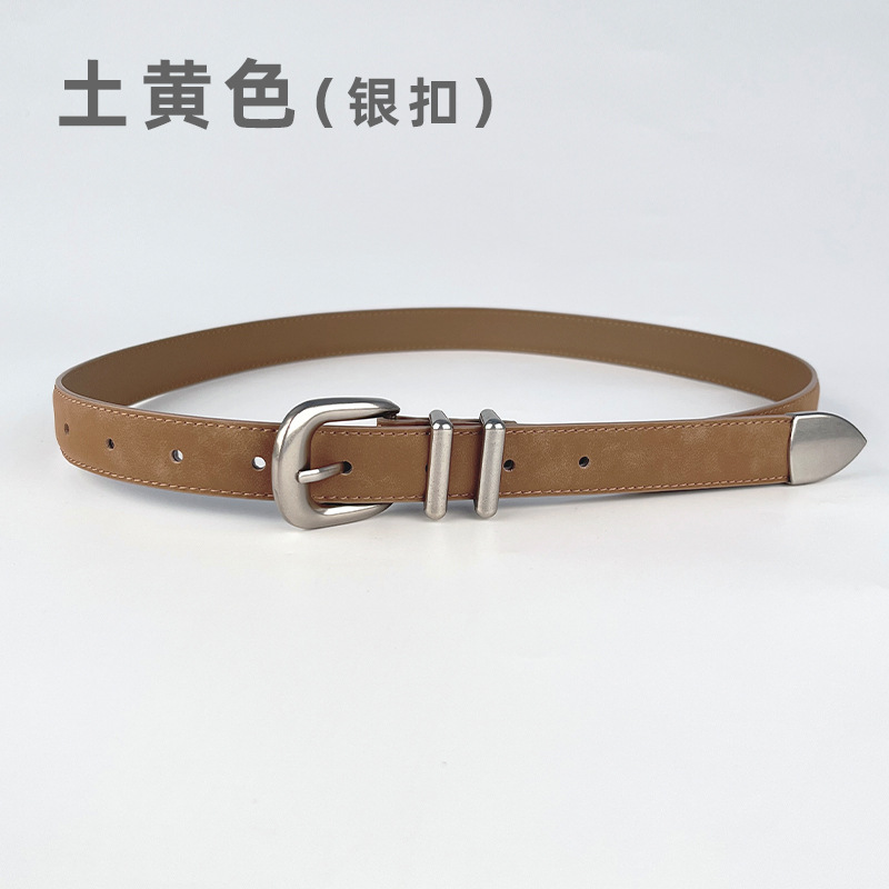 Picture of Cowhide Women's Leather Belt Decorative Casual Pants Jeans Frosted Snowflake Korean Style Vintage Fashion Women's Belt