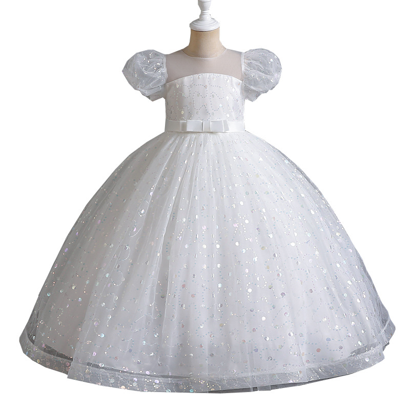 Picture of New European and American children's dress bubble sleeve princess dress girl's wedding dress pettiskirt flower girl's piano performance dress
