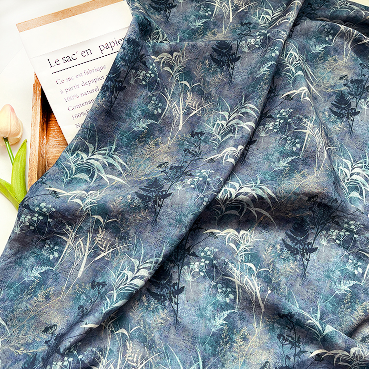 New Chinese Style Digital Printed Fabric Plant Flower Brocade Cotton Fabric Cheongsam Dress Top Han Dynasty Fabric