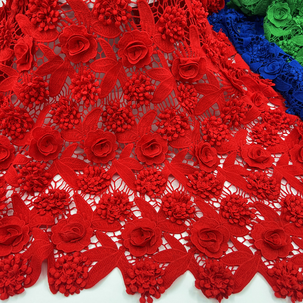Water-soluble milk silk three-dimensional flower embroidery lace fabric hollow embroidery high-end dress water-soluble lace embroidery fabric