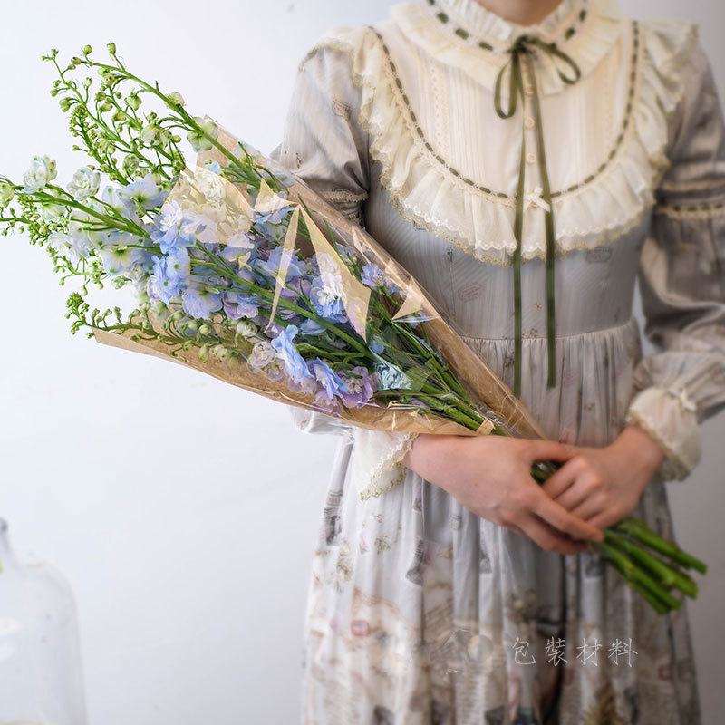 Kraft paper flower bag transparent flowers retro environmental protection simple single multi-bag flower paper decorative bouquet wholesale