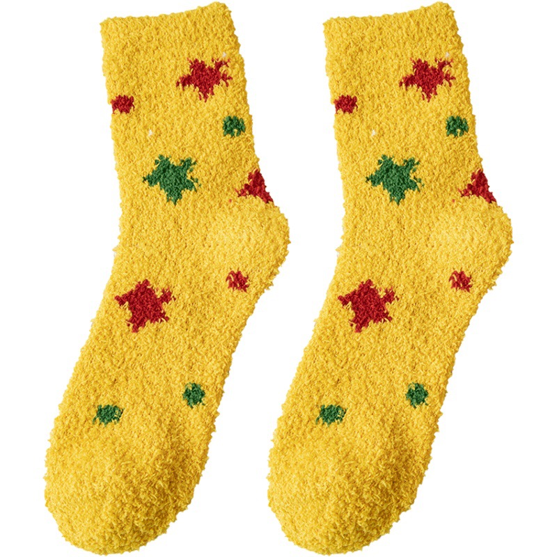 Autumn and winter ladies lint-free coral fleece Japanese half velvet socks twist tube thick warm towel socks wholesale