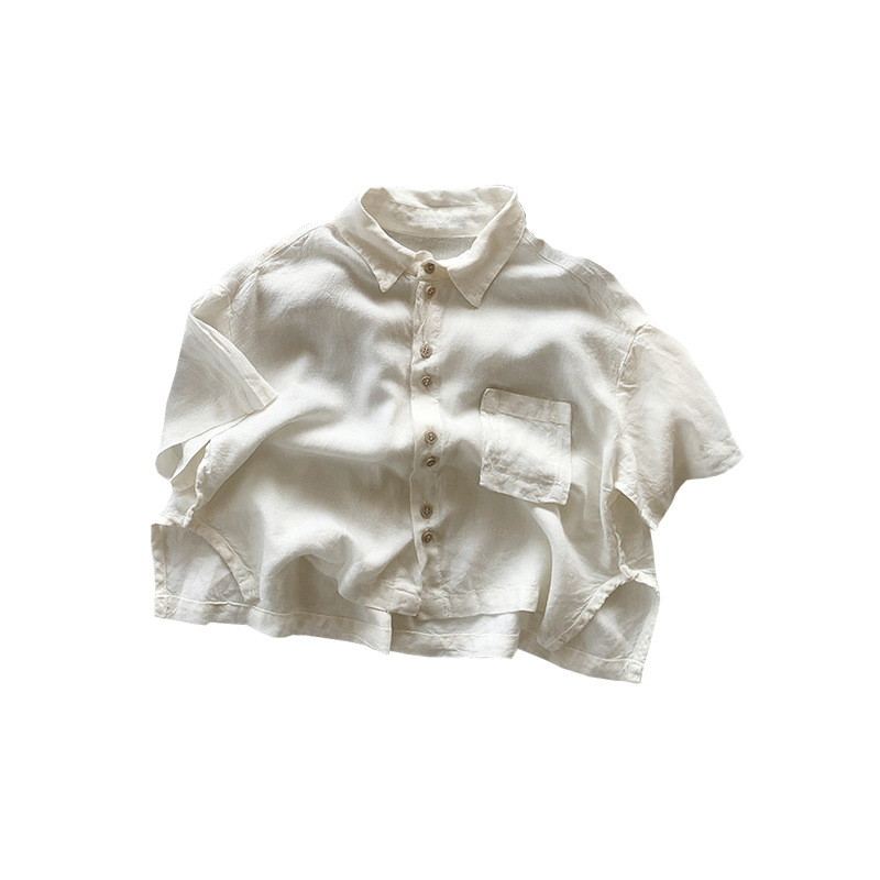 Picture of Smooth Cotton Cool Summer Children's Thin Shirt 2025 Boys and Girls Korean Style Distinctive Short-sleeved Top Trendy Children's Wear