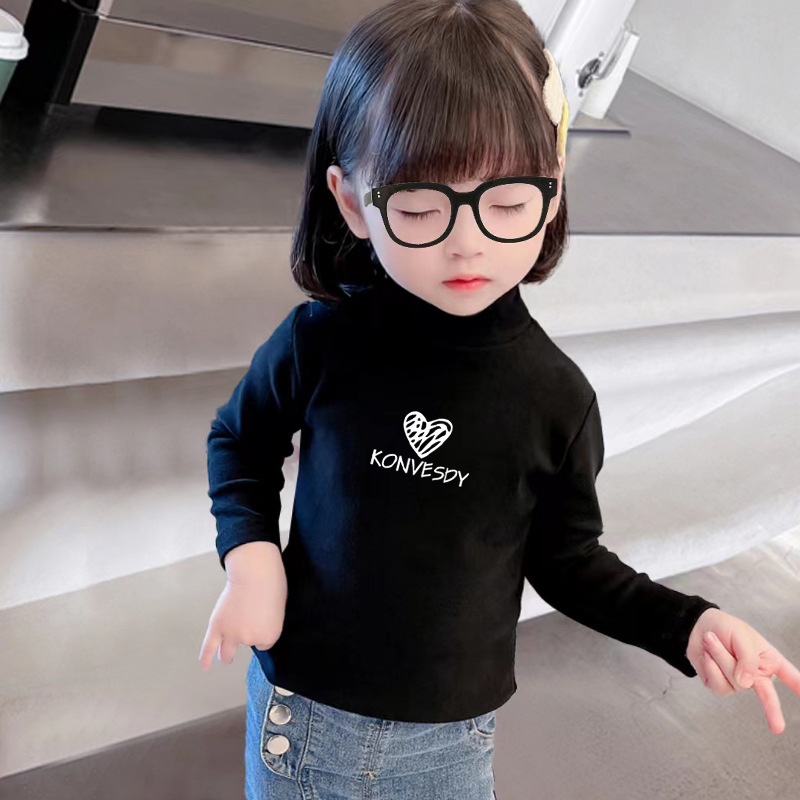 Picture of Girls' de Velvet bottoming shirt autumn and winter children's half turtleneck inner wear long sleeve baby boys' winter wear all-match warm top
