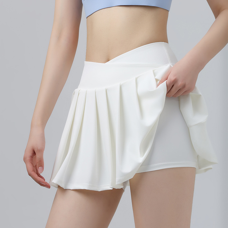 Sports Short Skirt Women's Summer Anti-glare Yoga Pants Running Fitness Clothes Quick-drying Breathable High Waist Pleated Tennis Skirt
