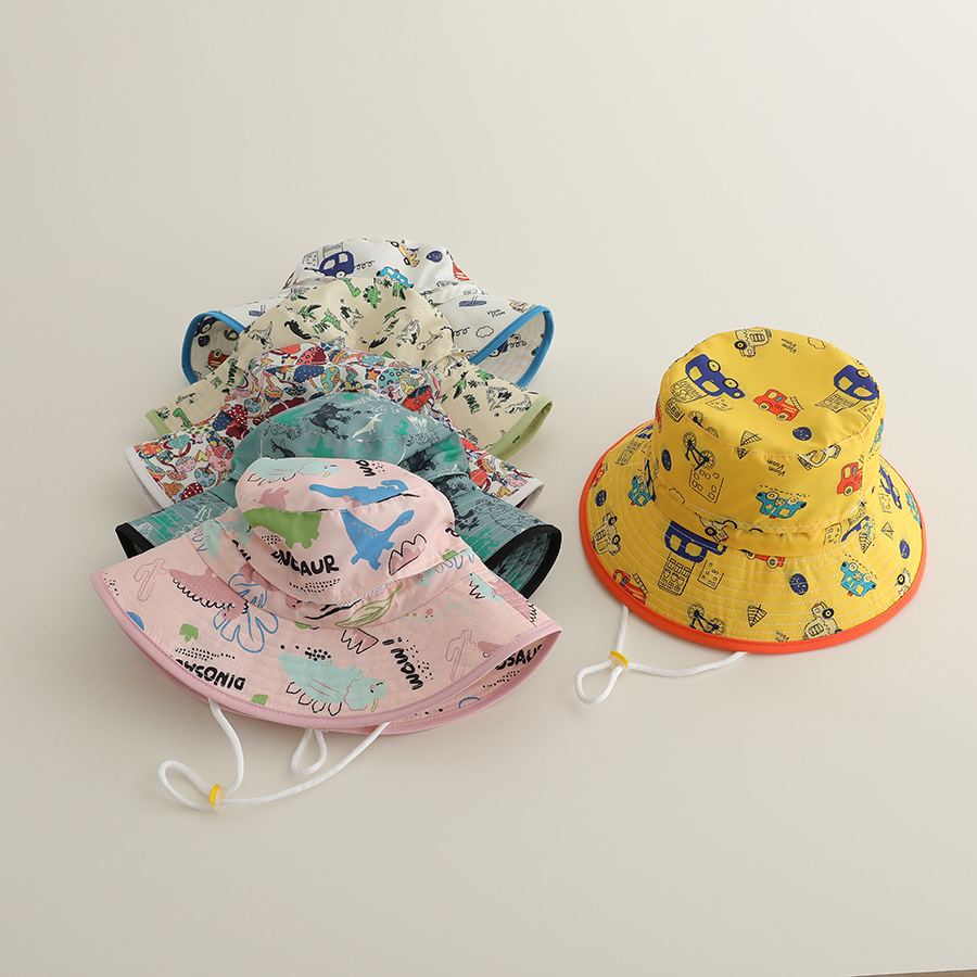 New Breathable Quick-drying Children's Fisherman Hat Summer Sunscreen Sun Hat Printed Cartoon Children's Hat Cross-border Optimization