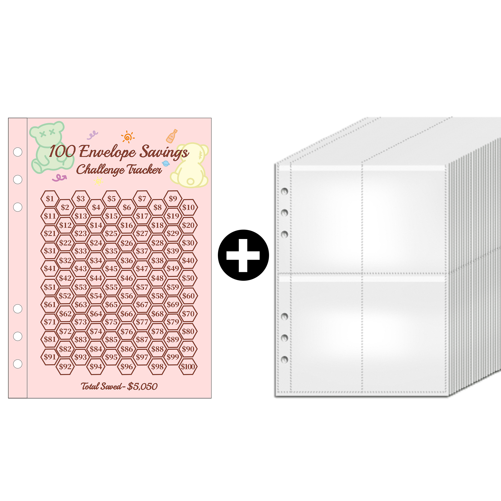 Picture of 100EnvelopeChallenge magic color macaron loose-leaf couple envelope challenge saving money book