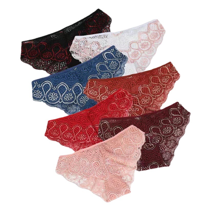 Cross-Border Lace Sexy European and American Underwear Foreign Trade Mid-Waist Comfortable Large Size Women's Underwear Multi-Size Ready Stock Wholesale
