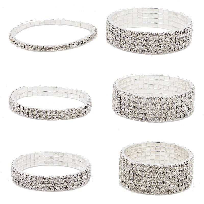 Single row multi-row flash diamond elastic bracelet Korean full diamond new bracelet diamond bracelet wholesale