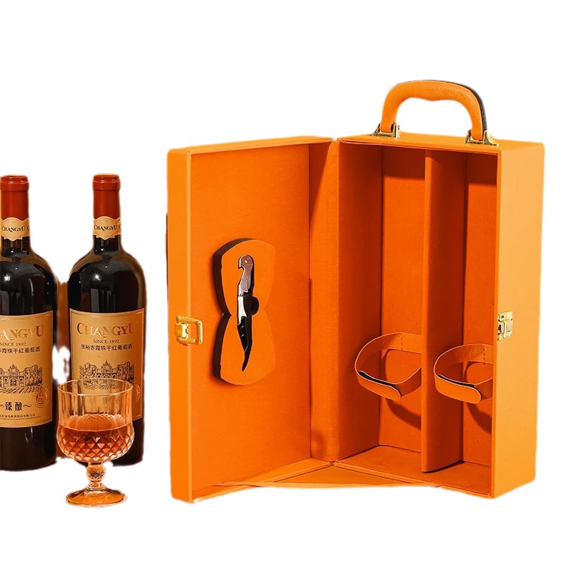 Picture of Spot Red Wine Packaging Gift Box Empty Box 2 Red Wine Gift Box Two Pieces Single Double Wine Box Wine Gift
