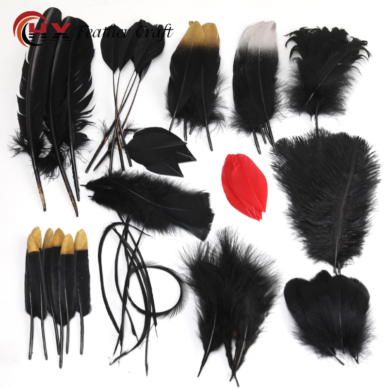 Black Feather diy Handmade Material Bag Jewelry Accessories Children's Kindergarten Creative Art Course Production