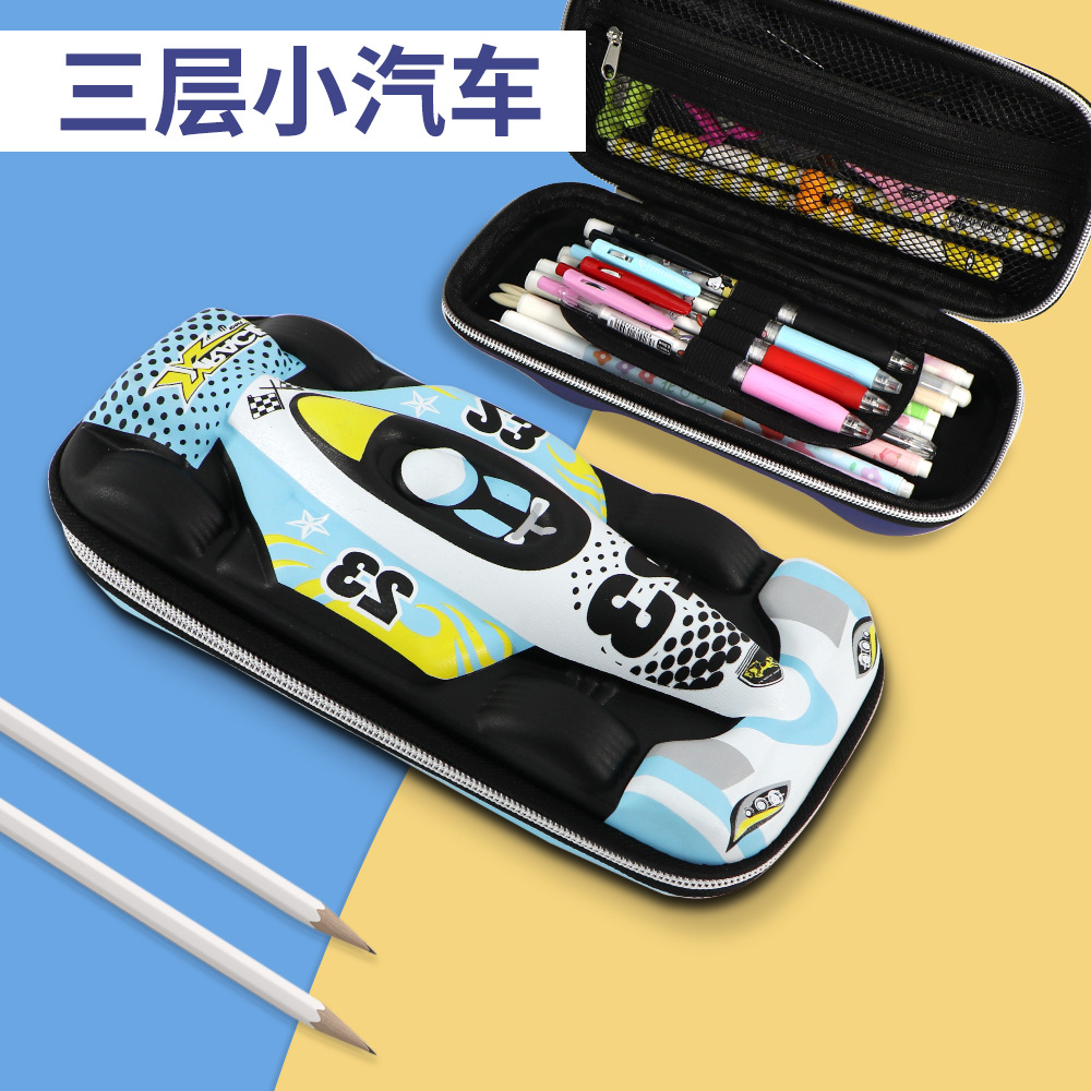 Picture of Three-Layer Eva 	 Large Capacity Cartoon Boys and Girls Children's Simple Car Pencil Case Stationery Bag Waterproof Storage Box
